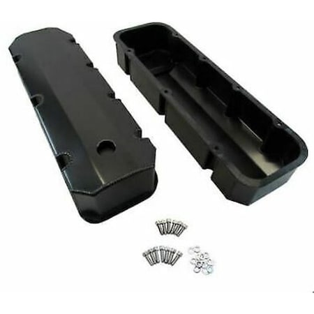 Absurdo BBC 454 Fabricated Tall Aluminum Valve Cover Short Bolts with Holes, Black Anodized AB2205865